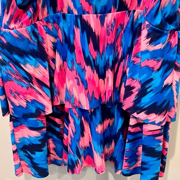 TrimShaper Pink and Blue Two Tier Ruffle Tankini Top Swim Women’s Size 18 NWT - Picture 8 of 13